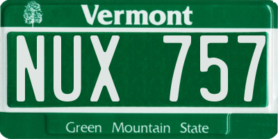 VT license plate NUX757