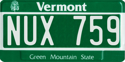 VT license plate NUX759