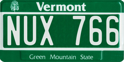 VT license plate NUX766