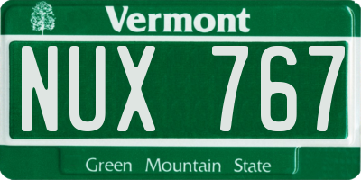 VT license plate NUX767