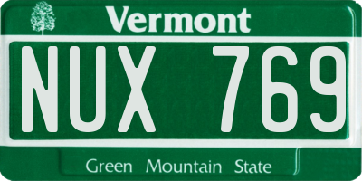 VT license plate NUX769