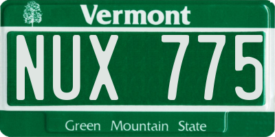 VT license plate NUX775
