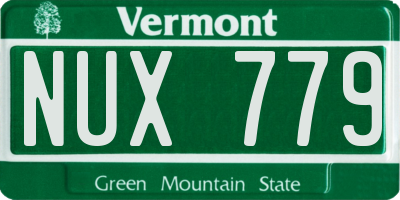 VT license plate NUX779