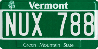 VT license plate NUX788