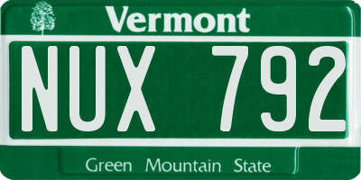 VT license plate NUX792