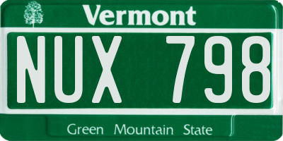 VT license plate NUX798