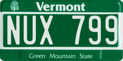 VT license plate NUX799