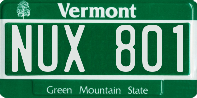 VT license plate NUX801