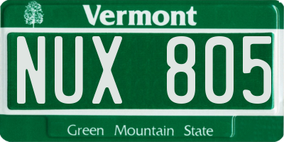 VT license plate NUX805