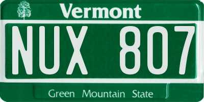 VT license plate NUX807