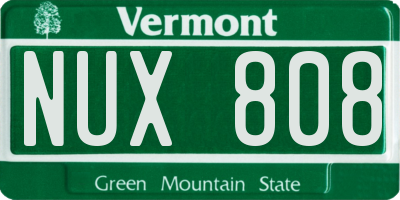 VT license plate NUX808