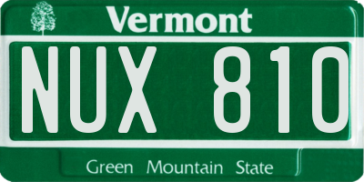 VT license plate NUX810