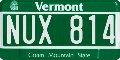 VT license plate NUX814