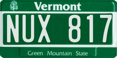 VT license plate NUX817