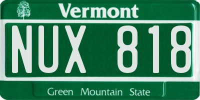 VT license plate NUX818