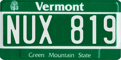 VT license plate NUX819