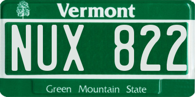 VT license plate NUX822