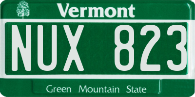 VT license plate NUX823