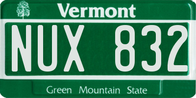 VT license plate NUX832