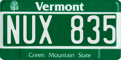 VT license plate NUX835