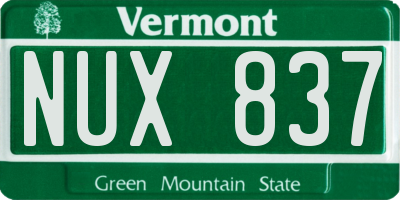 VT license plate NUX837