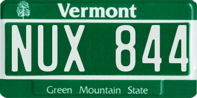 VT license plate NUX844