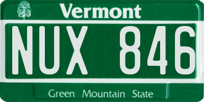 VT license plate NUX846
