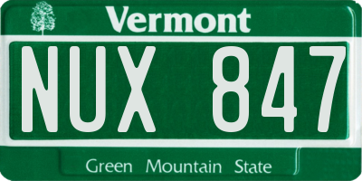 VT license plate NUX847