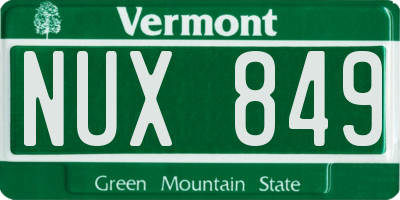 VT license plate NUX849