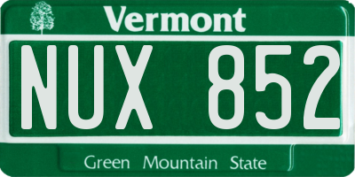VT license plate NUX852