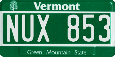 VT license plate NUX853