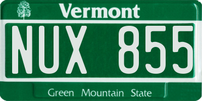 VT license plate NUX855