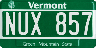 VT license plate NUX857