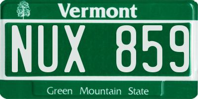 VT license plate NUX859