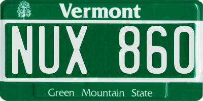 VT license plate NUX860
