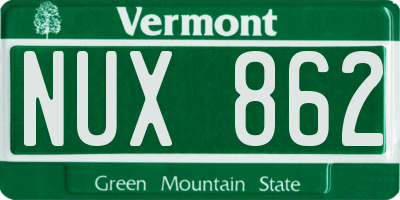 VT license plate NUX862