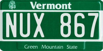 VT license plate NUX867