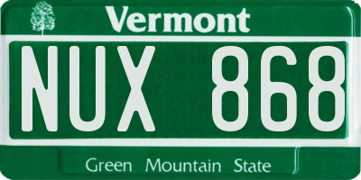 VT license plate NUX868