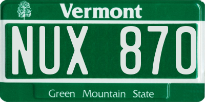 VT license plate NUX870