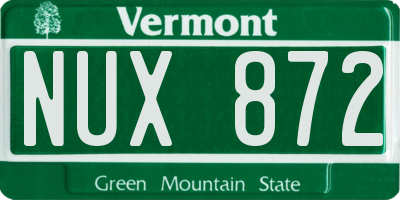 VT license plate NUX872