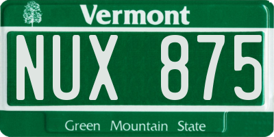 VT license plate NUX875