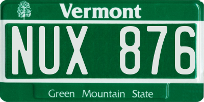 VT license plate NUX876