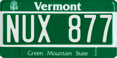 VT license plate NUX877