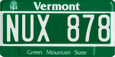 VT license plate NUX878