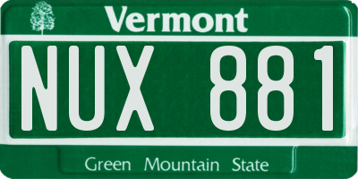 VT license plate NUX881