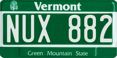 VT license plate NUX882