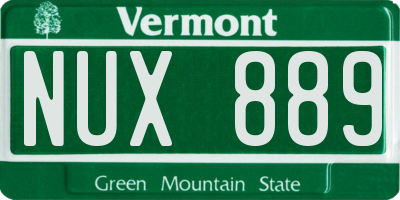 VT license plate NUX889