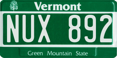 VT license plate NUX892