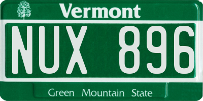 VT license plate NUX896