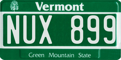 VT license plate NUX899